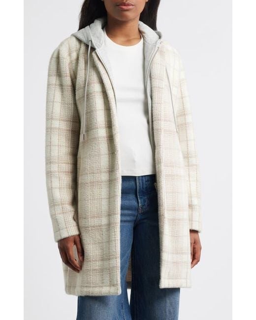 Thread & Supply Natural Plaid Coat With Bib Hoodie