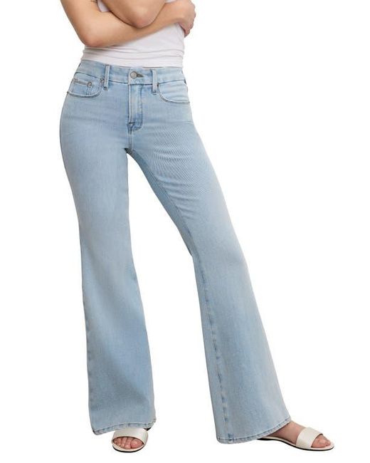 GOOD AMERICAN Blue Soft-Tech Good Petite Flare Jeans