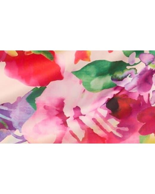 Adrianna Papell Red Print Cutout One-Shoulder Sheath Dress