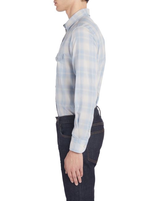 Tom Ford Blue Dégradé Plaid Brushed Cotton Snap-up Western Shirt for men