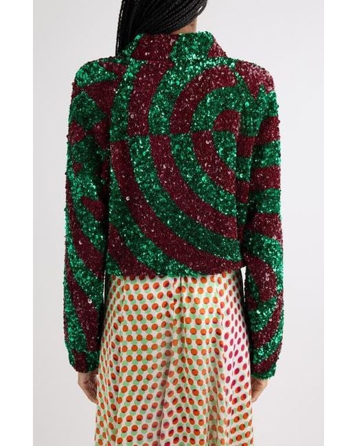 Dries Van Noten Red Abstract Sequin Jacket