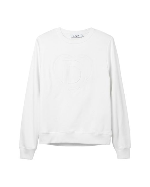 Desigual Travis Logo Cotton Crewneck Sweatshirt in White | Lyst