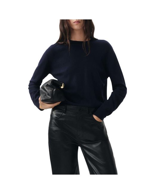 Mango Blue Crewneck Wool Sweater