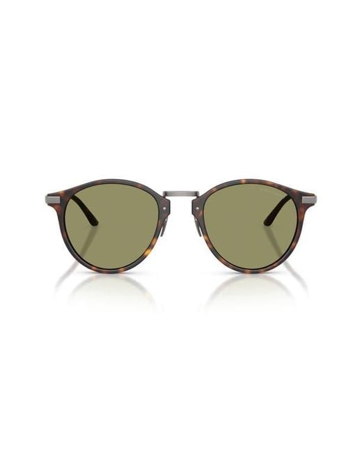 Armani Green 51Mm Round Sunglasses for men