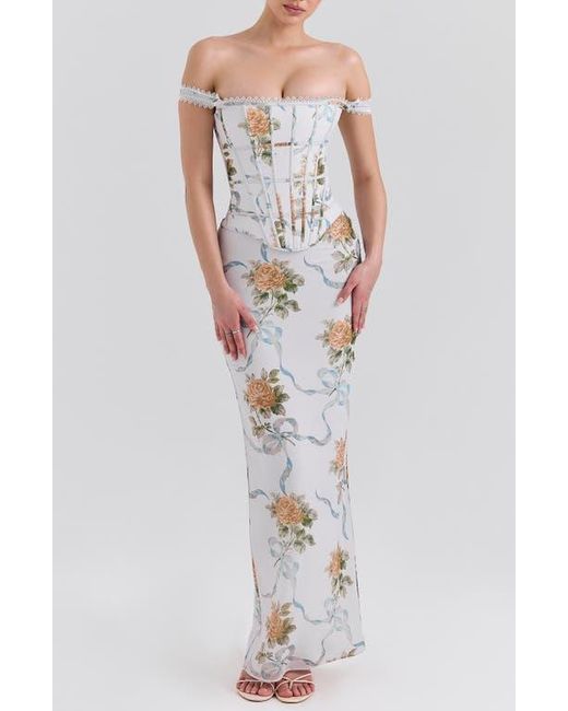 House Of Cb Multicolor Clemmie Georgette Column Gown