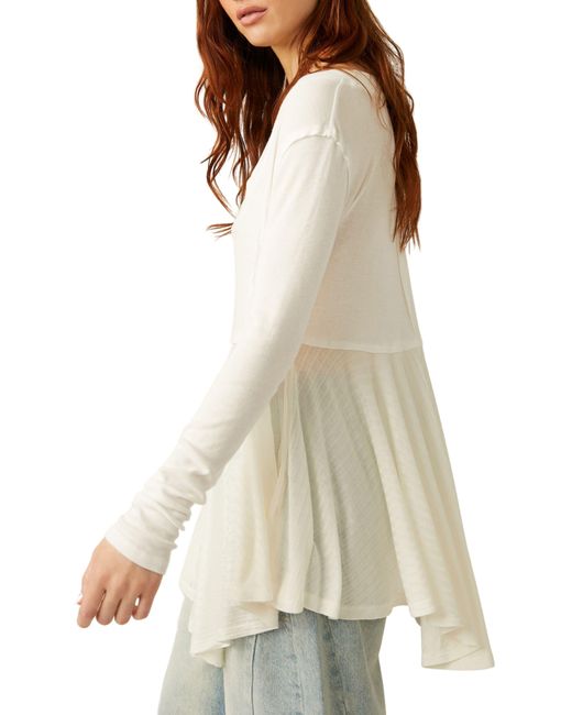 Free People White Clover Long Sleeve Babydoll Dress
