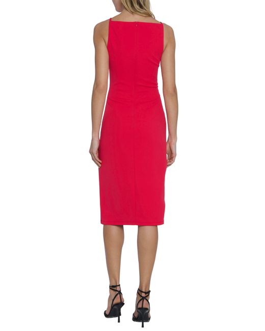 Maggy London Red Side Ruched Sheath Dress