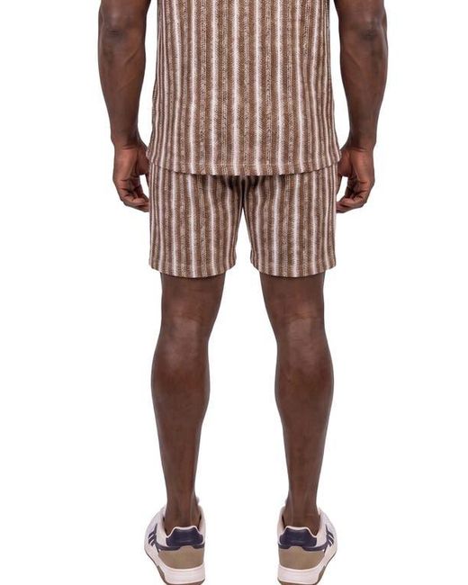 Maceoo Brown Knit Drawstring Shorts for men