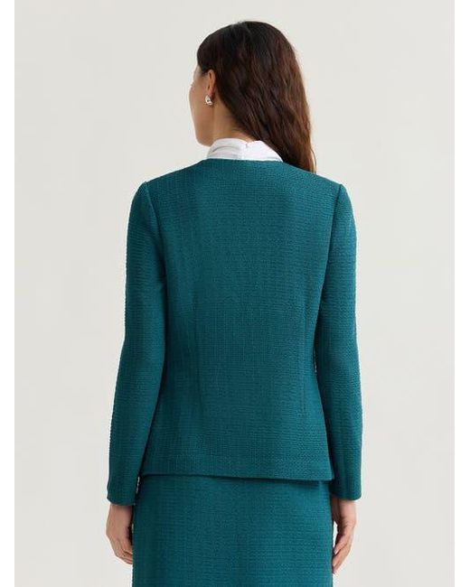 Misook Green Tailored Two-Button Crossover Knit Jacket