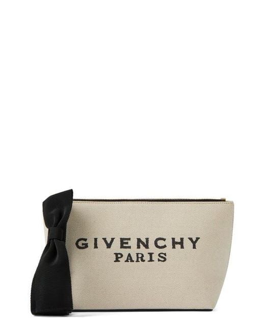 Givenchy Natural Small Logo Canvas Wristlet Pouch