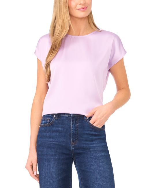 Halogen® Blue Print Cap Sleeve Blouse