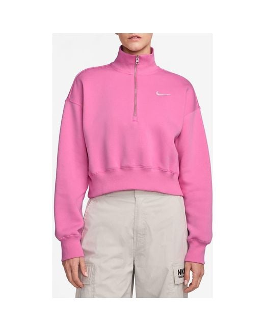 Nike Pink Sportswear Phoenix Fleece Crop Sweatshirt