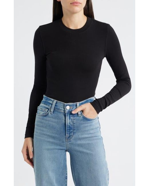 FRAME Black The Rib Crewneck Top