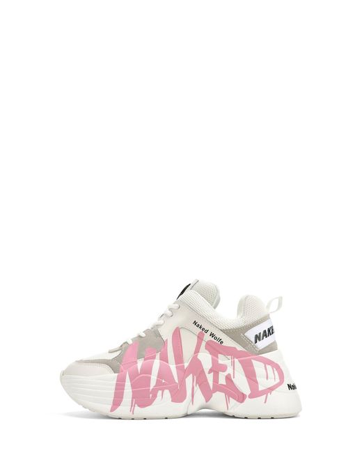 Naked Wolfe Pink Track Logo Chunky Platform Sneaker