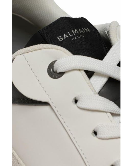 Balmain Gray B-Court Flip Leather Trainers for men
