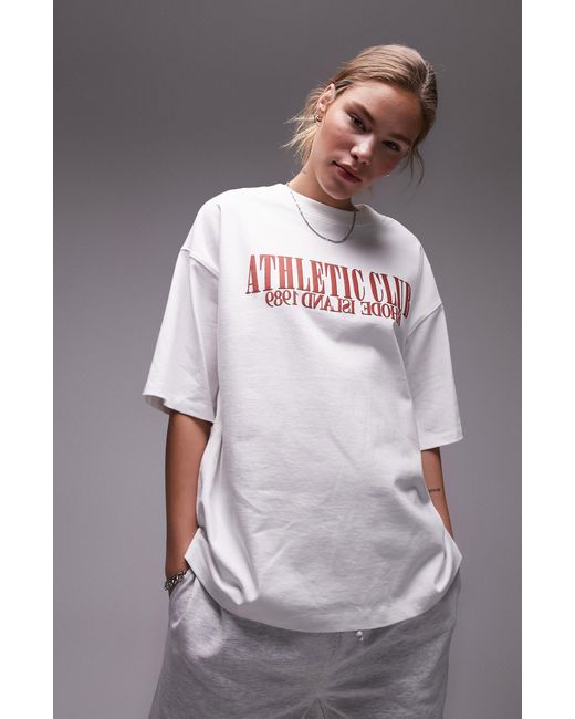 TOPSHOP Gray Athletic Club Oversize Graphic T-shirt