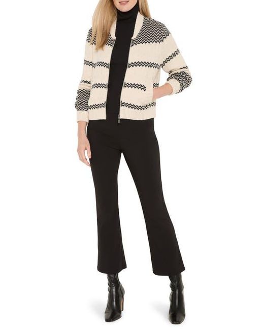 NIC+ZOE Natural Zigzag Knit Bomber Jacket