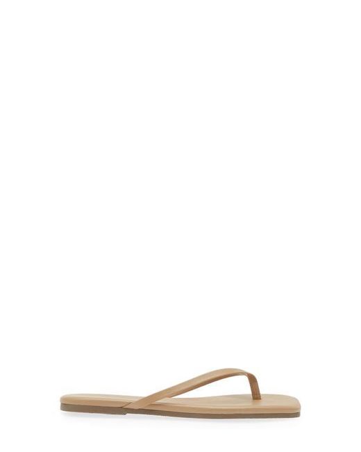 TKEES Natural Lily Square Toe Flip Flop