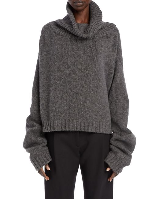 The Row Roque Funnel Neck Oversize Cashmere Sweater in Gray | Lyst