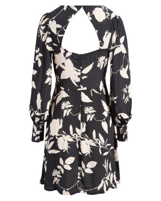 Lipsy Black Floral Print Long Sleeve Minidress