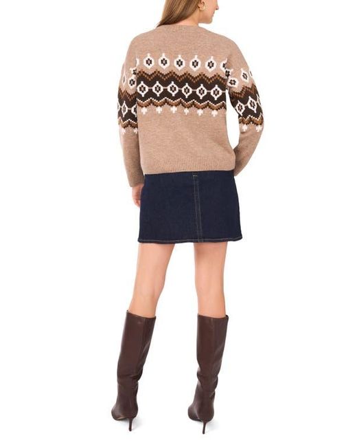 Vince Camuto Natural Fair Isle Crewneck Sweater