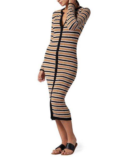 Joie Omer Stripe Long Sleeve Midi Sweater Dress in Black Lyst