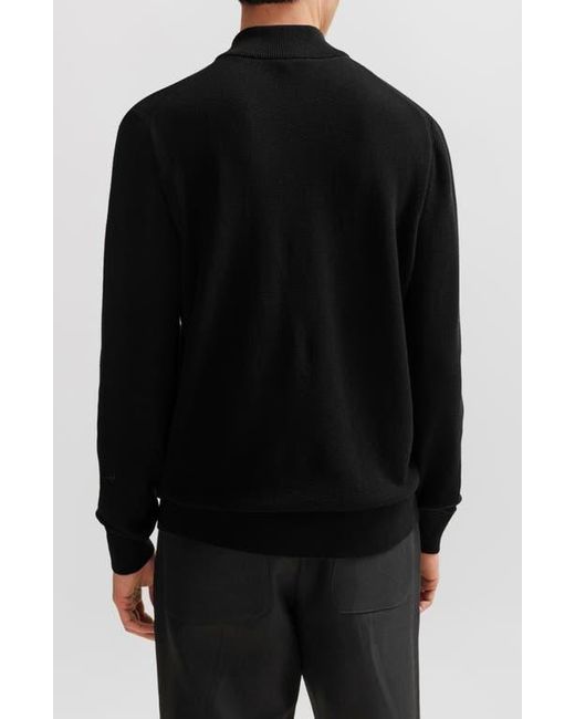 Boss Black Ebrando Textured Cotton Half Zip Sweater for men