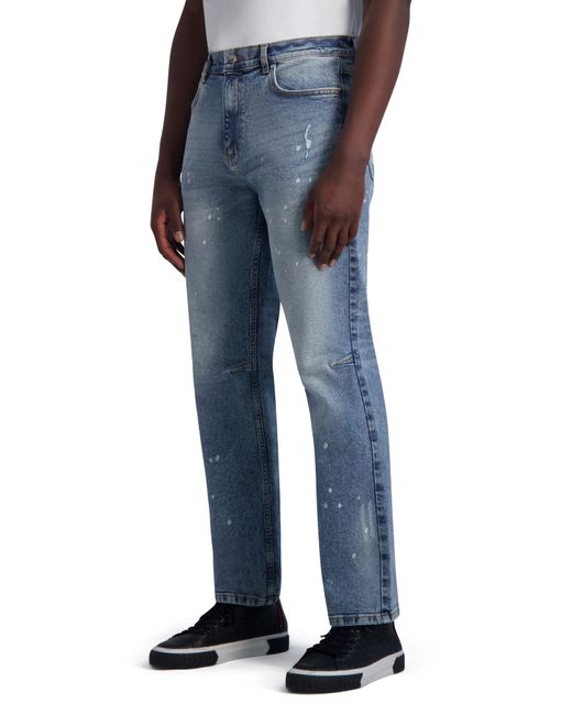 Karl Lagerfeld Blue Splatter Straight Leg Jeans for men