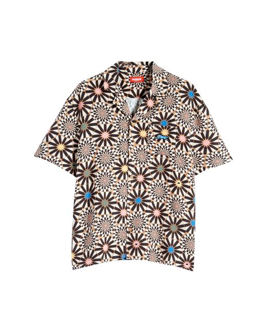 ICECREAM Gray Beaumont Kaleidoscope Linen Blend Camp Shirt for men