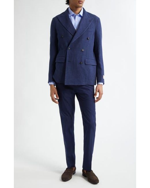 Massimo Alba Blue Slim Fit Flat Front Pants for men