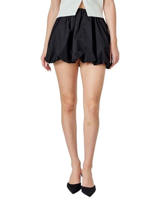 Endless Rose Black Bubble Hem Miniskirt