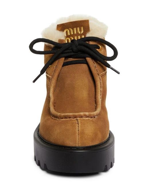 Miu Miu Boyfriend Genuine Shearling Lined Chukka Boot in Brown Lyst