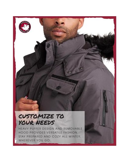 canada weather gear Black Insulated Puffer Jacket for men