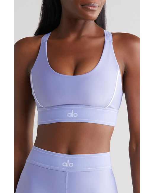 Alo Yoga Blue Airlift Suit Up Sports Bra