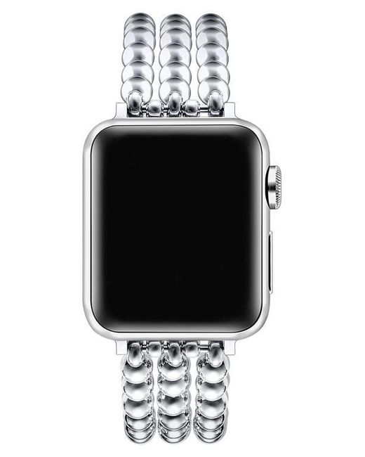 The Posh Tech White Nova Stainless Steel Beaded Band For Apple Watch