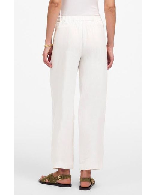 Madewell White Barrel Leg Linen Pants