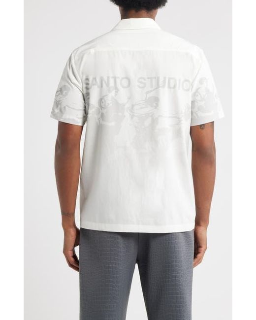 Saint Studio White Confidatevi Short Sleeve Button-Up Shirt for men