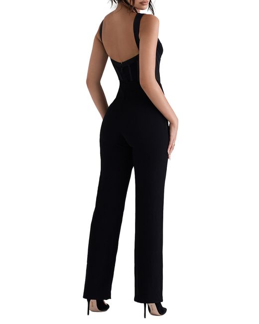 House Of Cb Mylene Corset Mesh Panel Jumpsuit in Black Lyst