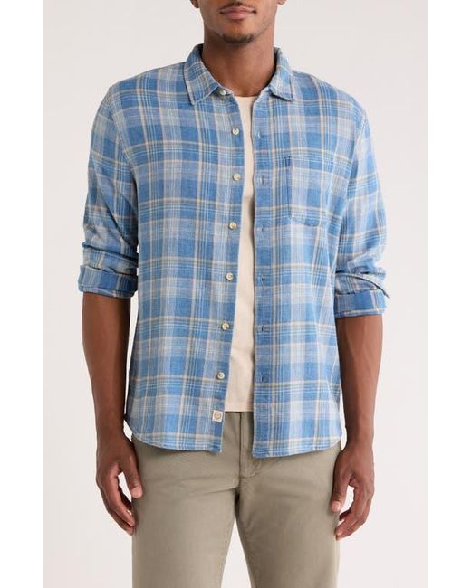 Marine Layer Blue Classic Plaid Stretch Cotton Button-Up Shirt for men
