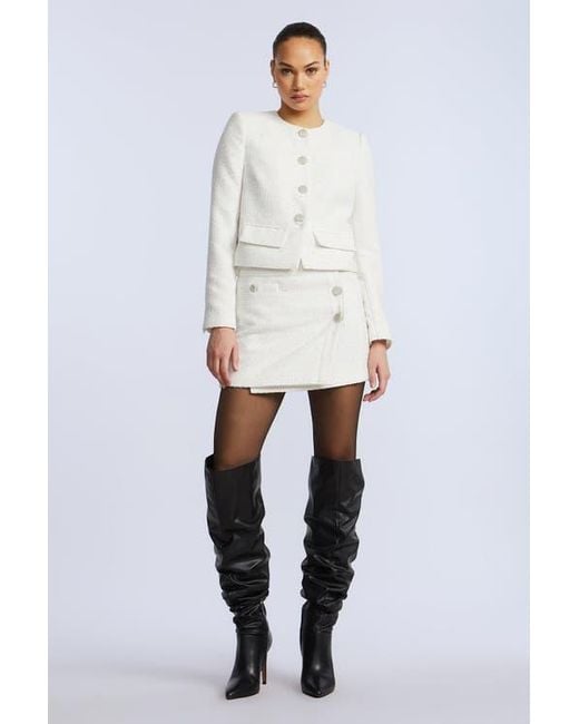 BCBGMAXAZRIA White Tweed Chasseur Jacket