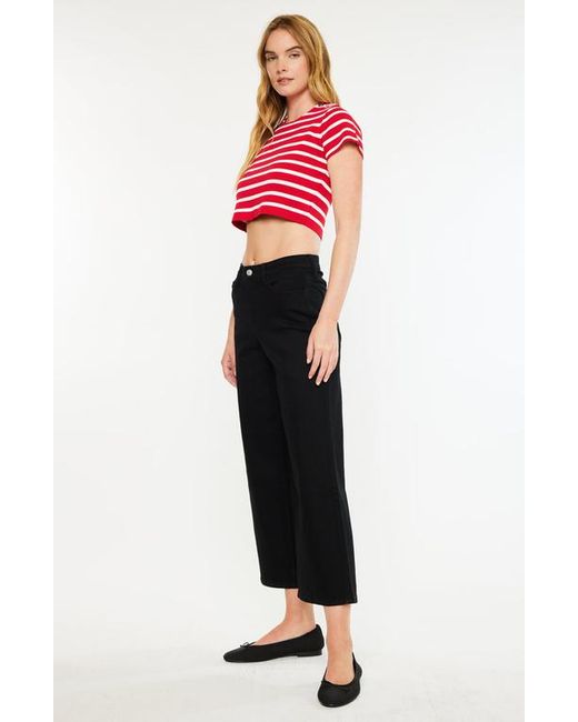 Kancan Black Shea High Rise Cropped Wide Leg Jeans