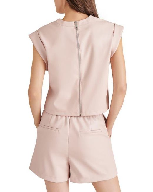 Steve Madden Pink Cat Cap Sleeve Faux Leather Top