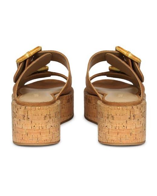 Jelavu Brown Corkie Wedge Cork Sandals With Double Suede Strap