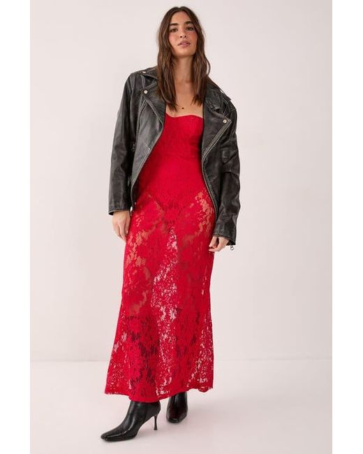 Nasty Gal Lace Bandeau Sheer Maxi Dress in Red | Lyst Nasty Gal Lace Bandeau Sheer Maxi Dress in Red | Lyst