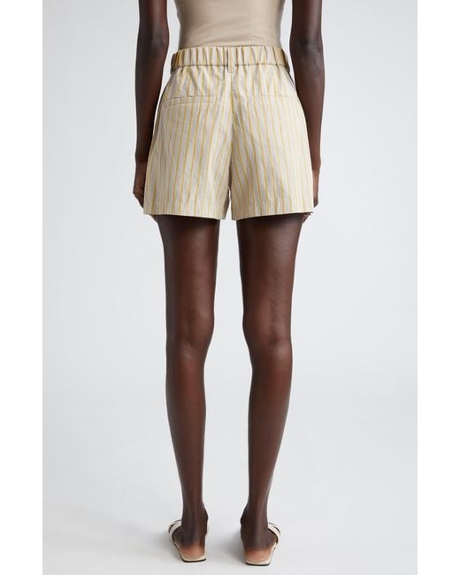 Brunello Cucinelli Natural Stripe Cotton Blend Bermuda Shorts