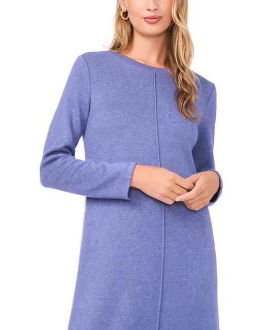 Vince Camuto Blue Exposed Center Seam Long Sleeve Midi Sweater Dress