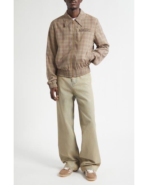 Amiri Brown Check Wool Blouson Jacket for men