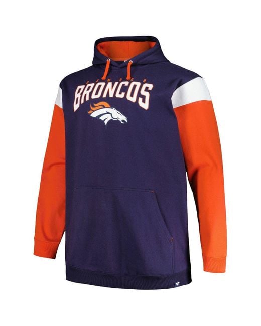 Men's Navy/Orange Denver Broncos Big & Tall Pullover Hoodie 