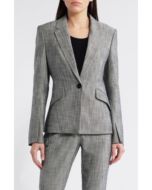 Boss Gray Jia One-Button Sharkskin Blazer