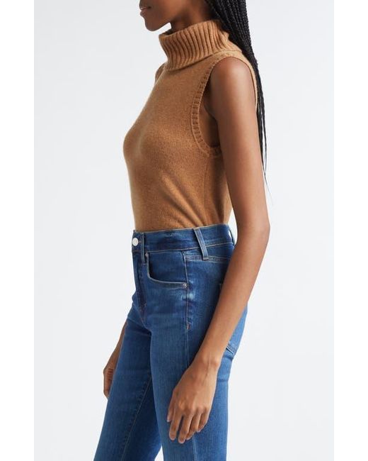 Veronica Beard Brown Mazzy Sleeveless Cashmere Turtleneck Sweater